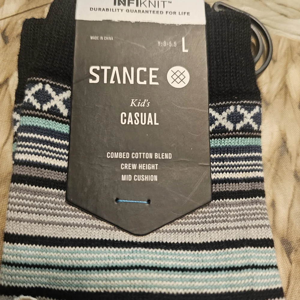 Stance Kids Patterned Socks - Black, Gray, Blue